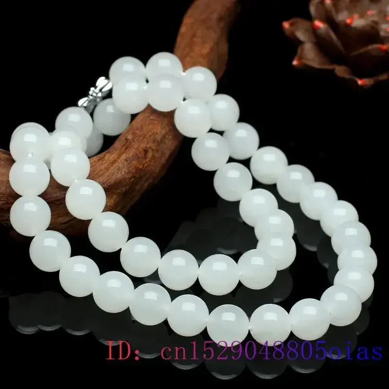 Beading - Collar de cuentas de Jade blanco,