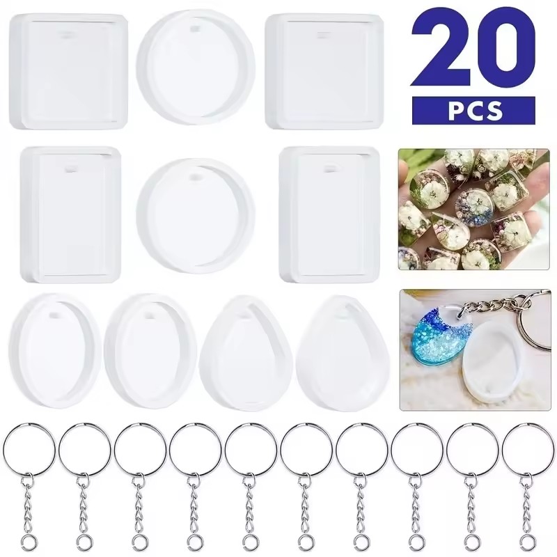 Silicone Epoxy Resin Molds Set - Kit de 20 piezas para crear